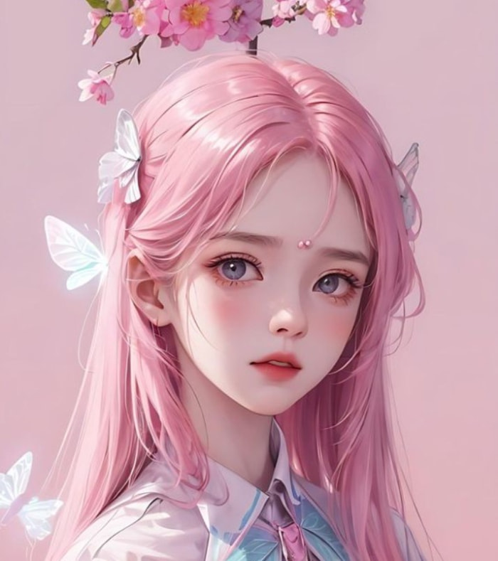 anime nữ tóc hồng dễ thương