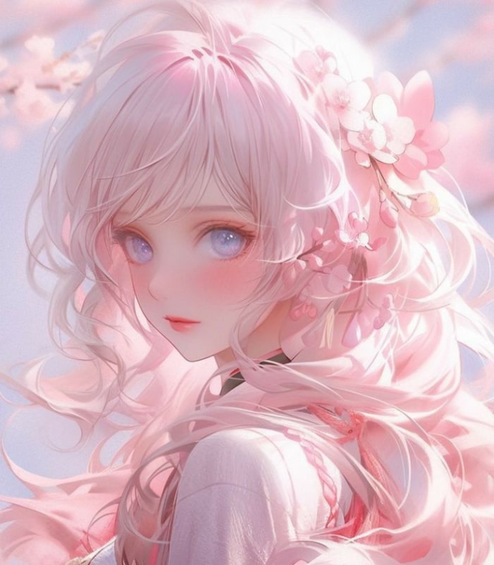 anime tóc hồng đáng yêu