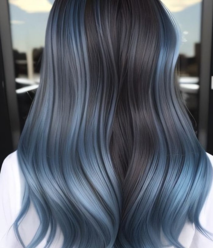 tóc nhuộm xanh dương