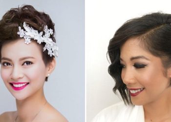 Cài phụ kiện một bên đầu là kiểu tóc dành cho câu dâu tóc ngắn muốn nổi bật